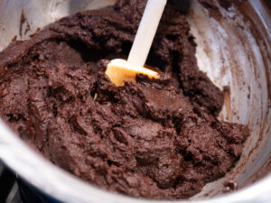 hot fudge process photo of pasty fudge before the sugar is added